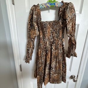 Animal print babydoll dress